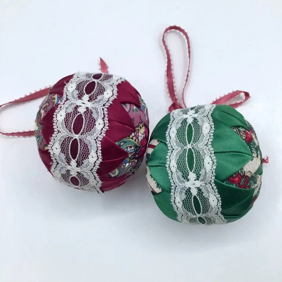 Handmade VTG Quilted Christmas Ornaments Red Green Star Cottagecore Farmhouse - Picture 2 of 10